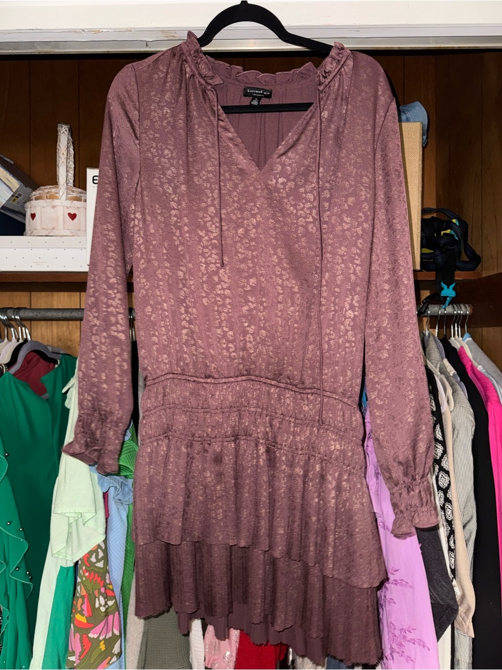 Current Air Mauve Ruffle Tiered Mini Dress